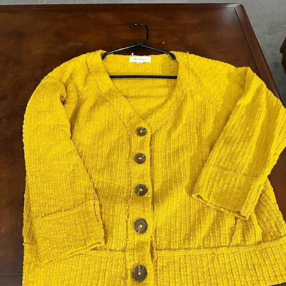 Two by Vince Camuto Ladies' Button Cardigan Size  Mustard Yellow Large NWOT